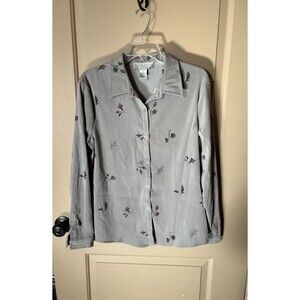 Norton McNaughton Woman Green L/S Button up Collared Shirt Leaves Size 10 Preown